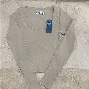 Hollister Light Tan Ribbed Long Sleeve